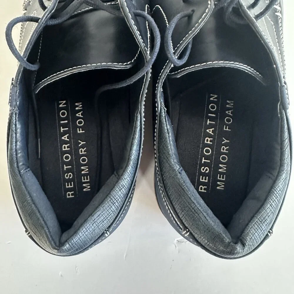 Restoration Memory Foam Men's Oxford Dress Shoes Sz 12M Mitch Navy Blue Corpcore
